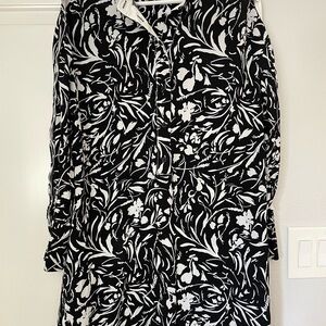 Proenza Schouler Black and White Floral Button-Up Dress